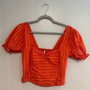 Free People Orange Stripe Top